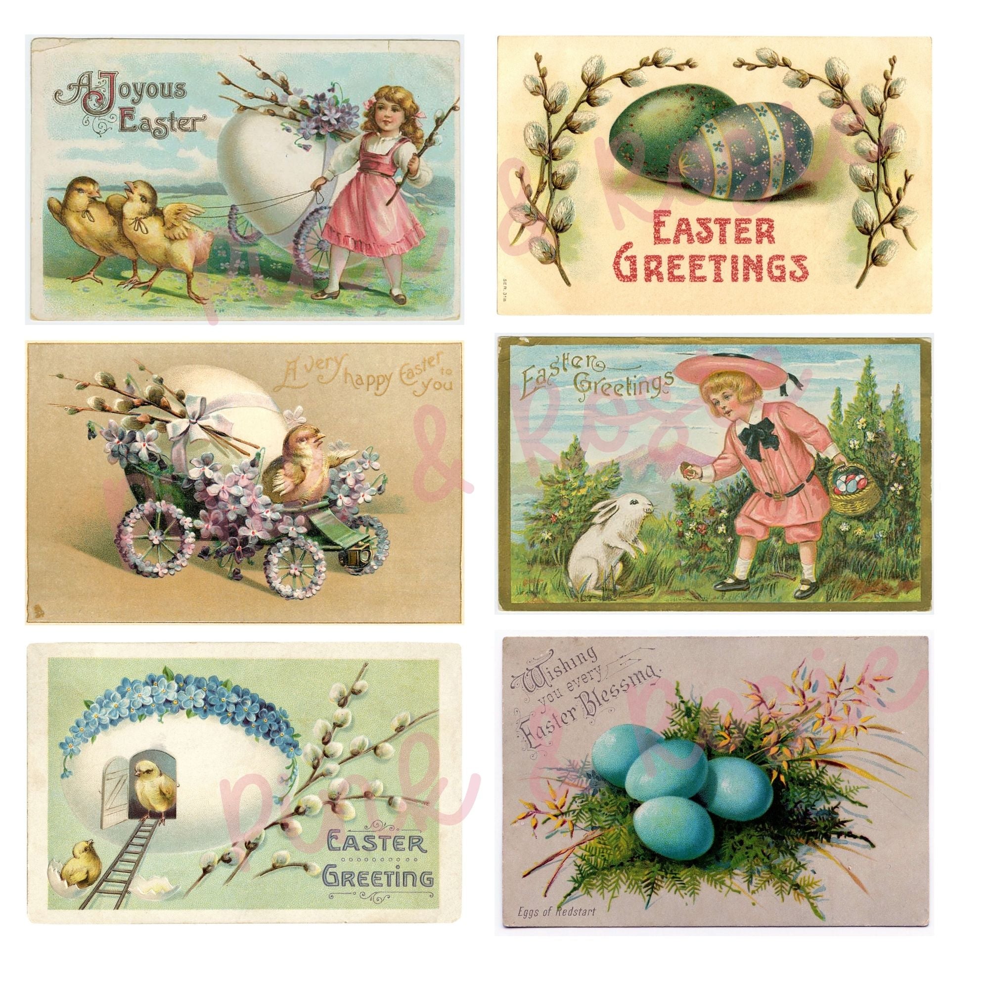 24 Vintage Easter Postcards Digital Download