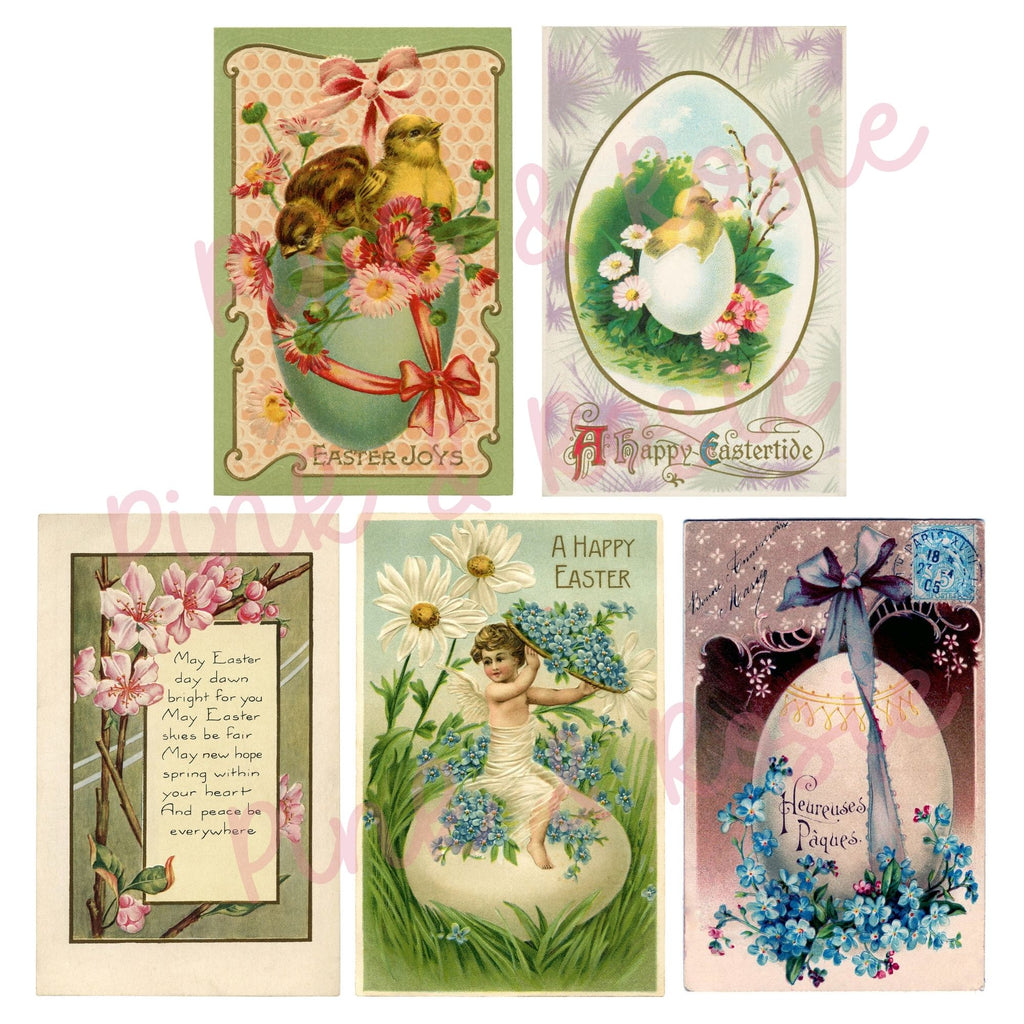 24 Vintage Easter Postcards Digital Download