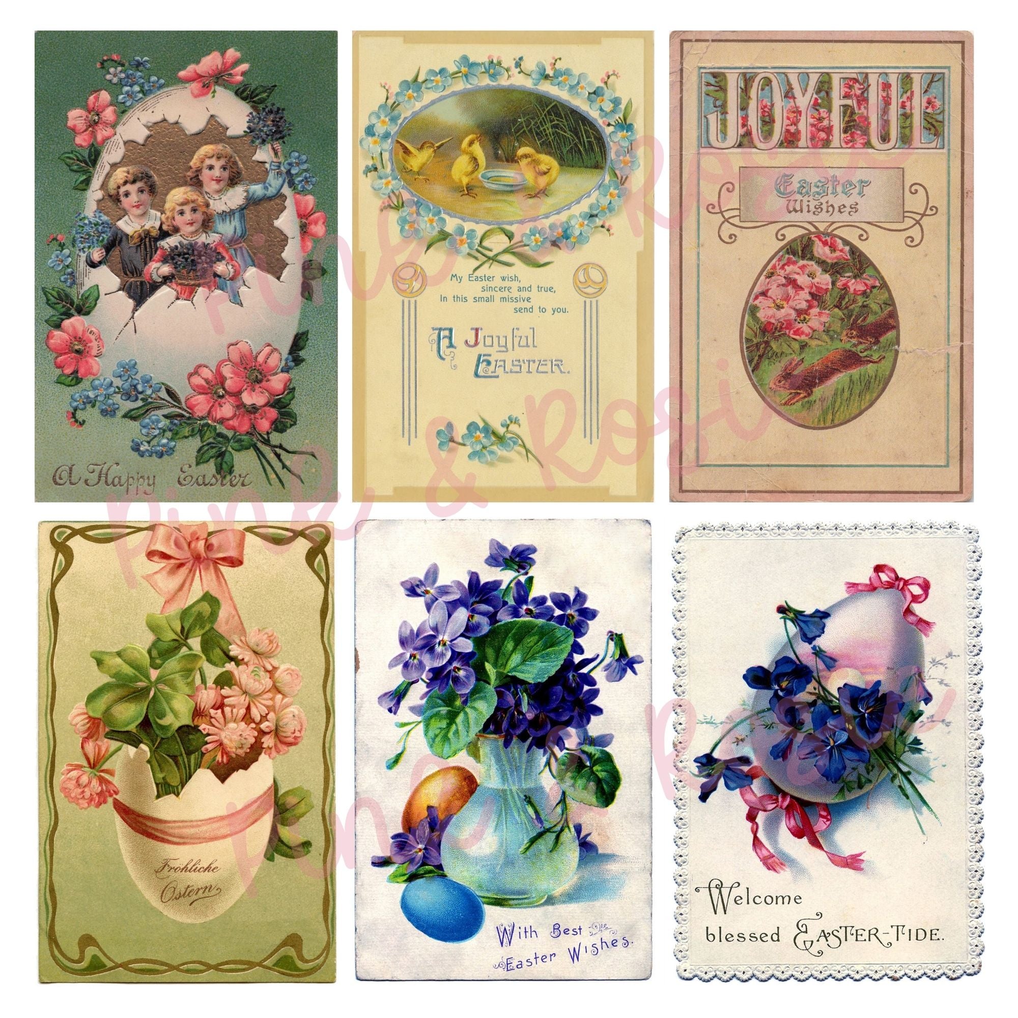 24 Vintage Easter Postcards Digital Download