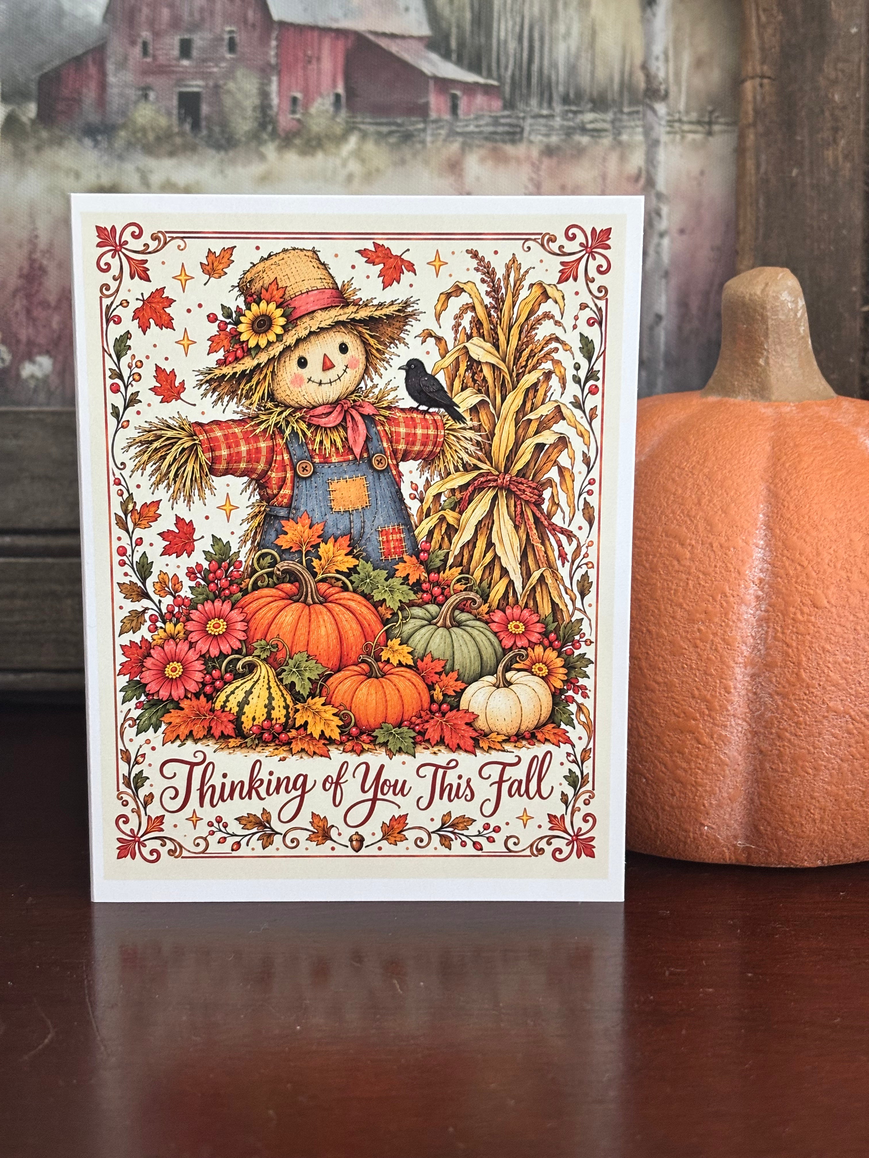 Autumn Greeting Card Set of 3, Vintage Fall & Halloween Cards