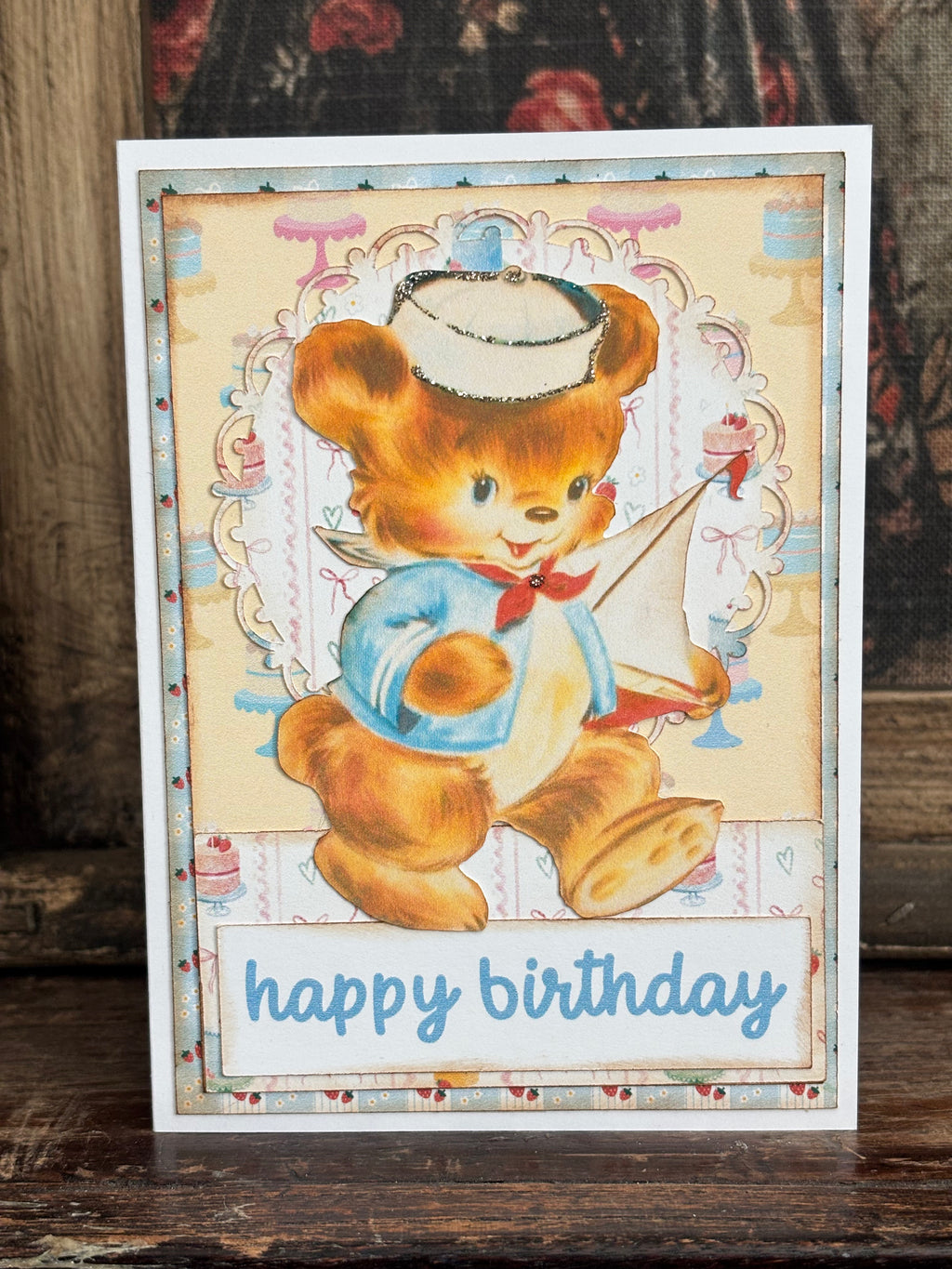 Happy Birthday Bear With A Boat Card