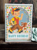 Happy Birthday Boy Holding Books With His Dog Card