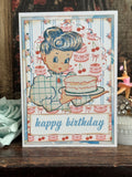 Happy Birthday Retro Cheery Cake Card