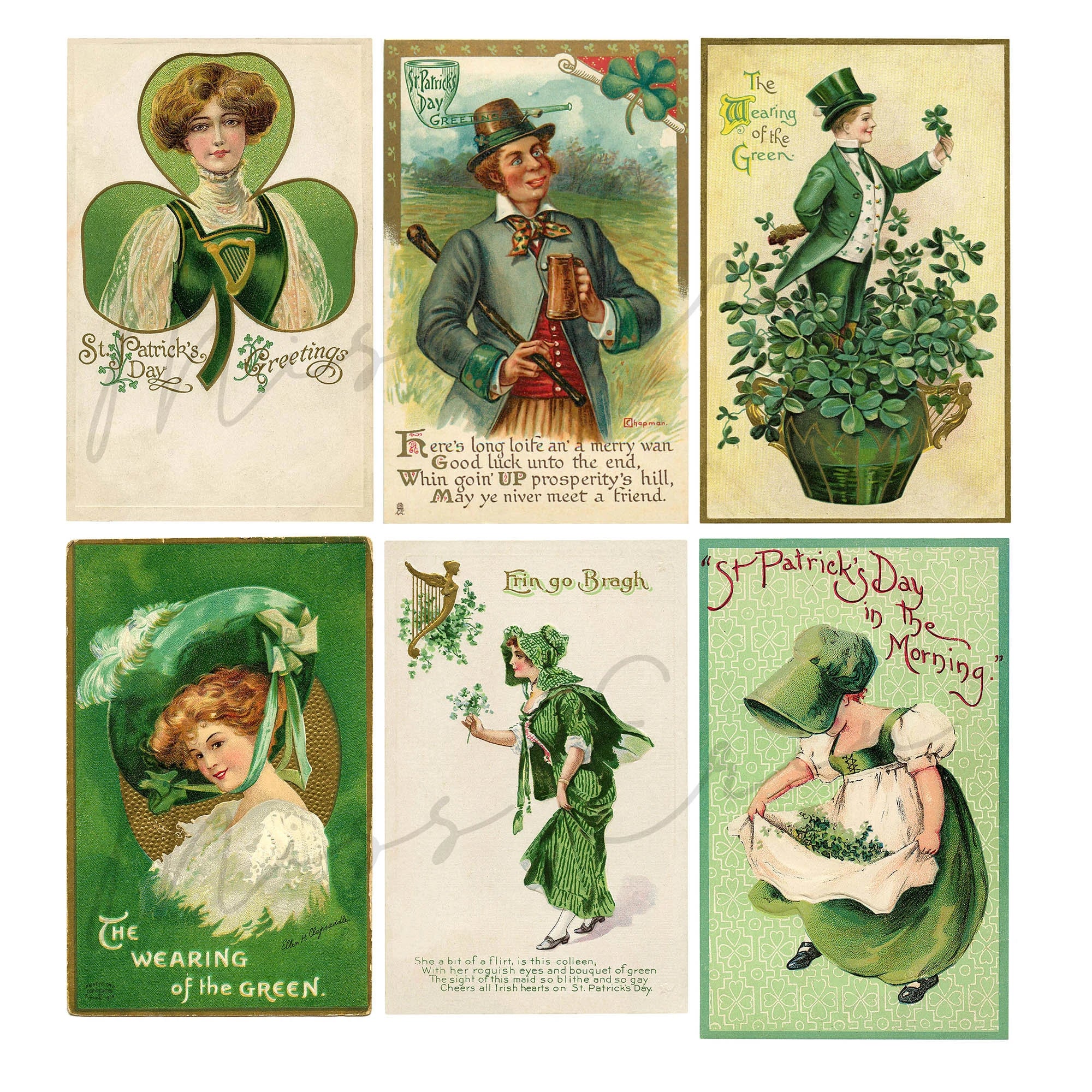 24 St. Patrick's Day Postcards Digital Download