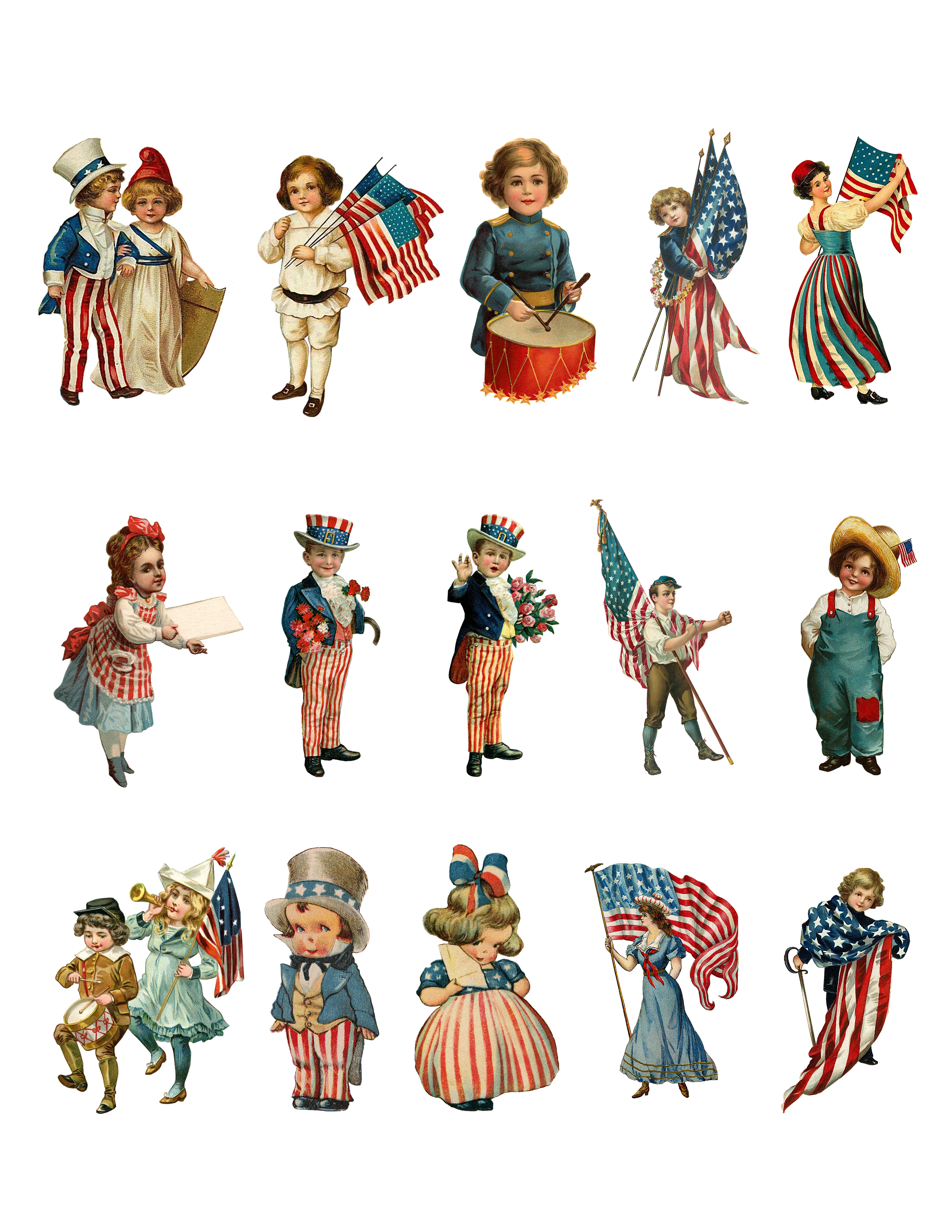 Vintage Patriotic Clipart Bundle Digital Download